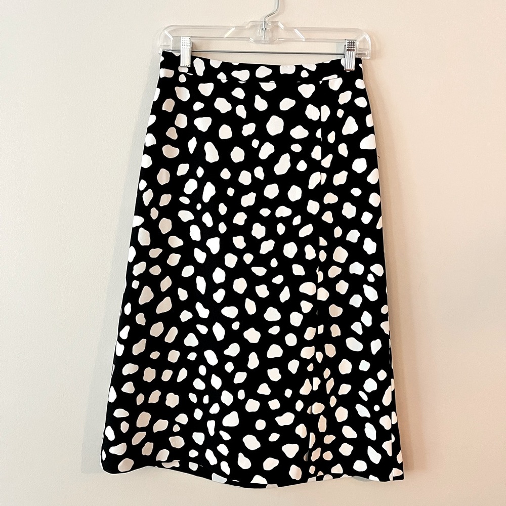 Ann Taylor Animal Print Midi Skirt Size Zero Crepe